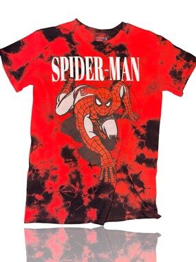 Marvel Spider-Man Red & Black Tie-Dye Tee